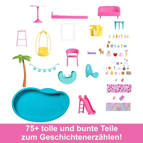Barbie Traumvilla Puppenhaus mit Pool & Rutsche