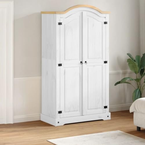 Hommdiy Kleiderschrank aus Kiefernholz, weiß